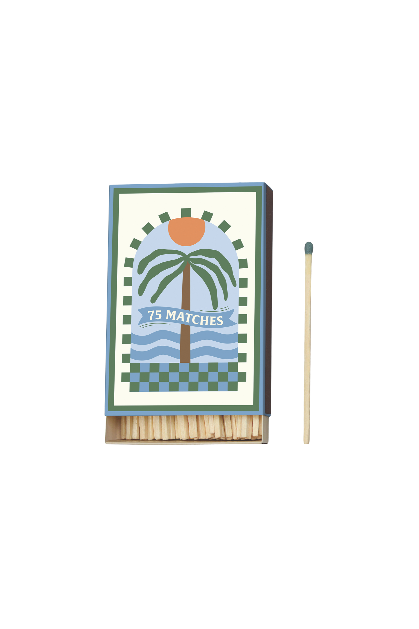 Adopo Palm Tree tændstikæske, 75 tændstikker - Dark Green